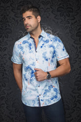 Knit short sleeve shirt for men by Au Noir | PEMBA(SS) Light Aqua | Menshirt, complete inventory of the Au Noir brand