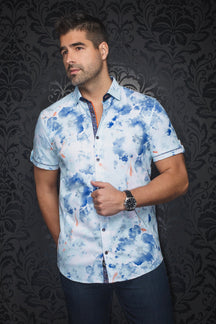 Knit short sleeve shirt for men by Au Noir | PEMBA(SS) Light Aqua | Menshirt, complete inventory of the Au Noir brand