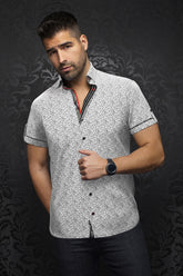 Chemise manches courtes en Knit pour homme par Au Noir | CAMPRA(SS) Blanc Gris | Machemise.ca, inventaire complet de la marque Au Noir