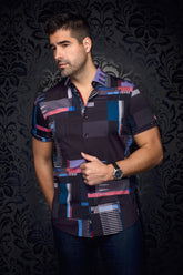 Knit short sleeve shirt for men by Au Noir | RANDFORD(SS) Black | Menshirt, complete inventory of the Au Noir brand