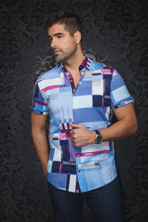 Chemise manches courtes en Knit pour homme par Au Noir | RANDFORD(SS) Bleu | Machemise.ca, inventaire complet de la marque Au Noir