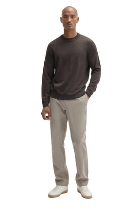 Robert Barakett men's full front view of dark brown crewneck knit long-sleeve knit sweater with ribbed hem and cuffs