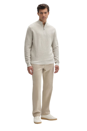 Robert Barakett men's off-white half-zip knit long-sleeve knit sweater with ribbed collar and cuffs shown from the front