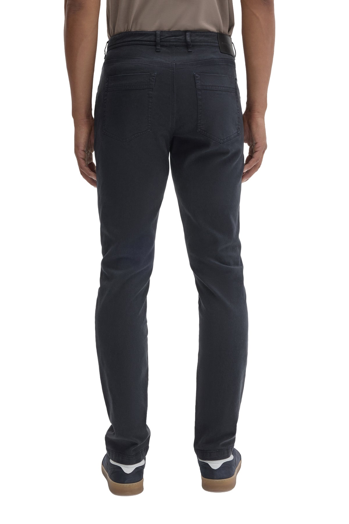 Robert Barakett men's washed black straight-leg jeans with tonal waistband label, patch pockets and belt loops, back view