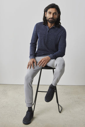 Polo à manches longues pour homme par Robert Barakett | RB41557 Fielder Bleu Marine | Machemise.ca, vêtements mode pour hommes