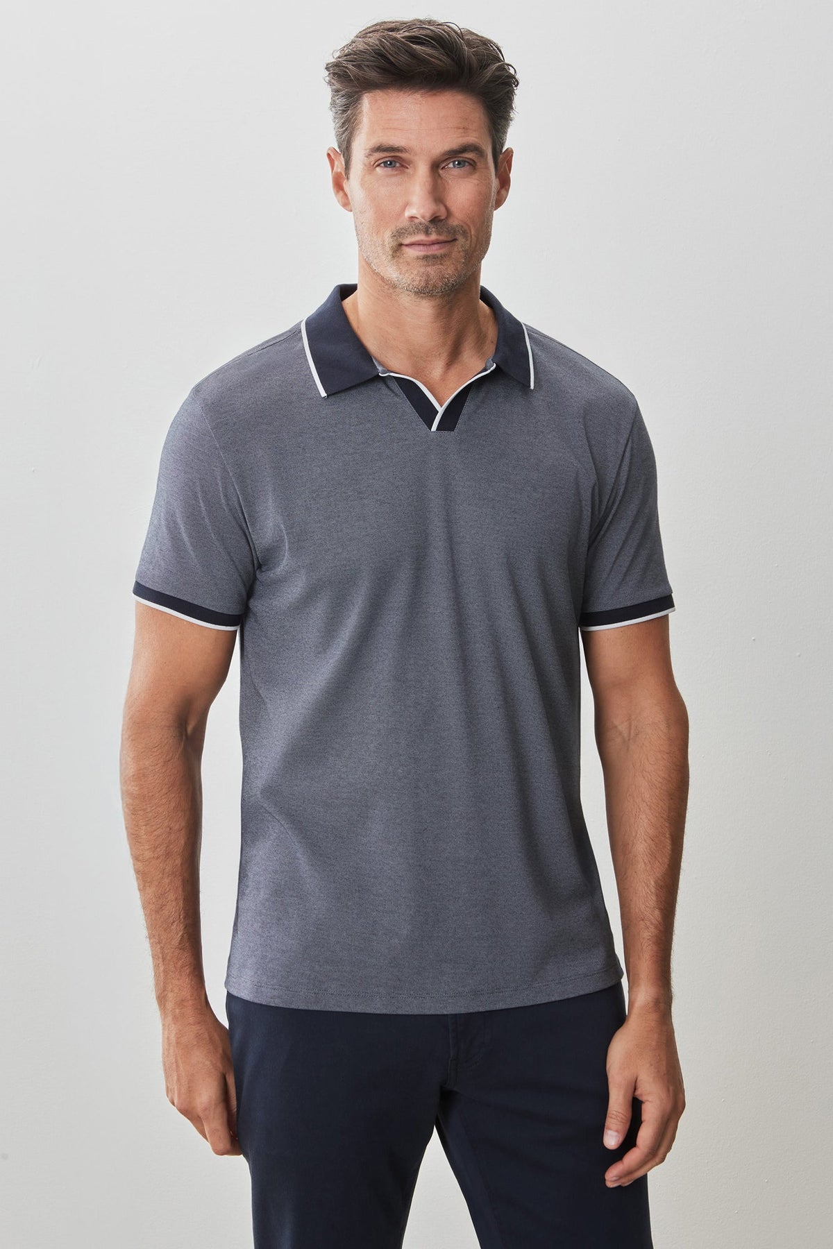Polo à col ouvert pour homme par Robert Barakett | RB51080 Northpark Marine Bleu | Machemise.ca, vêtements mode pour hommes