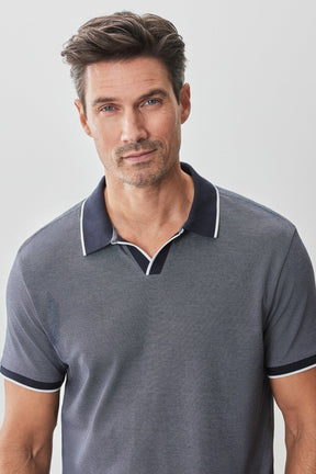 Polo à col ouvert pour homme par Robert Barakett | RB51080 Northpark Marine Bleu | Machemise.ca, vêtements mode pour hommes