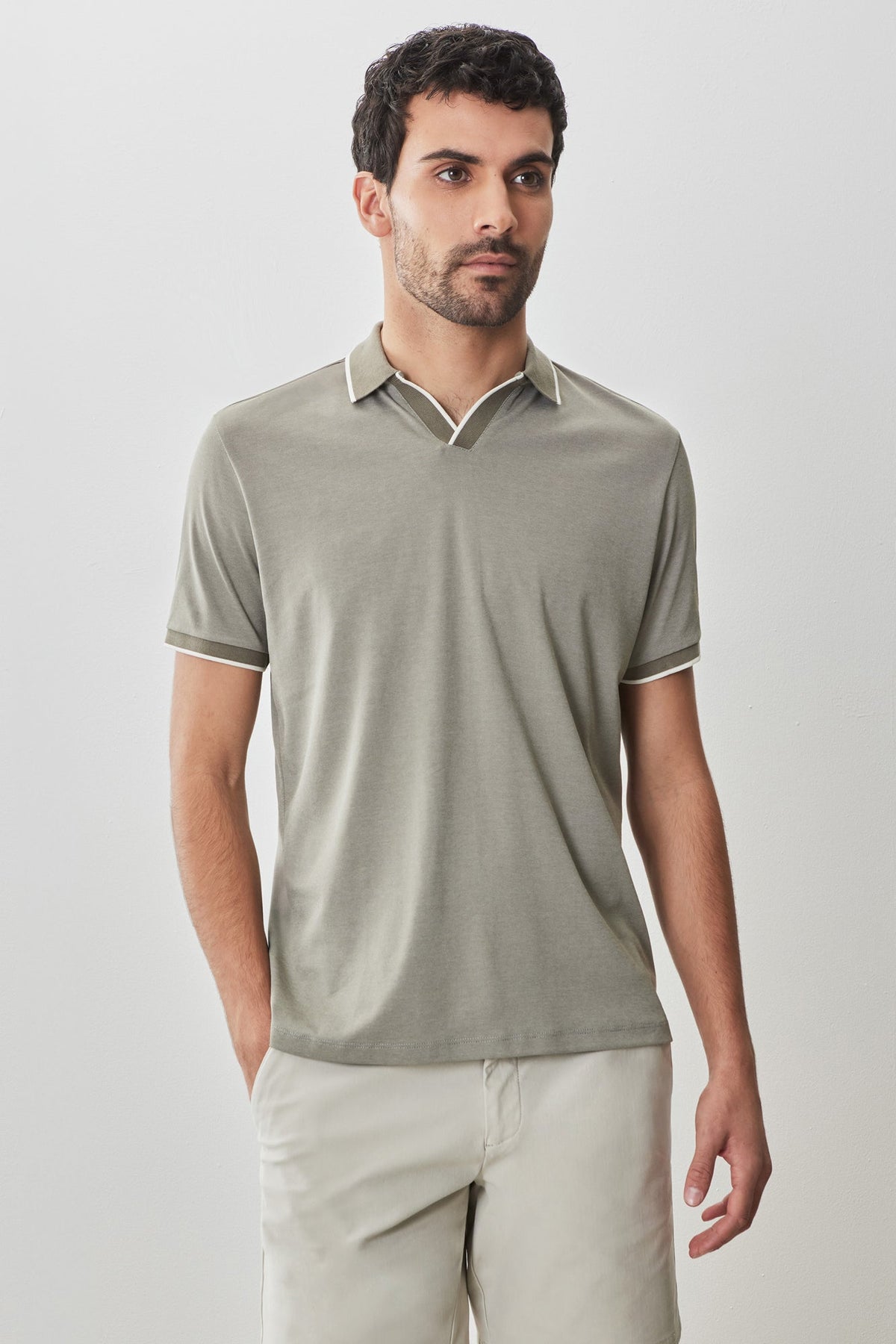 Polo à col ouvert pour homme par Robert Barakett | RB51080 Northpark Olive | Machemise.ca, vêtements mode pour hommes