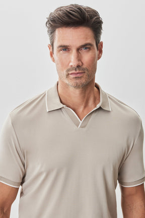 Polo à col ouvert pour homme par Robert Barakett | RB51080 Northpark Beige | Machemise.ca, vêtements mode pour hommes