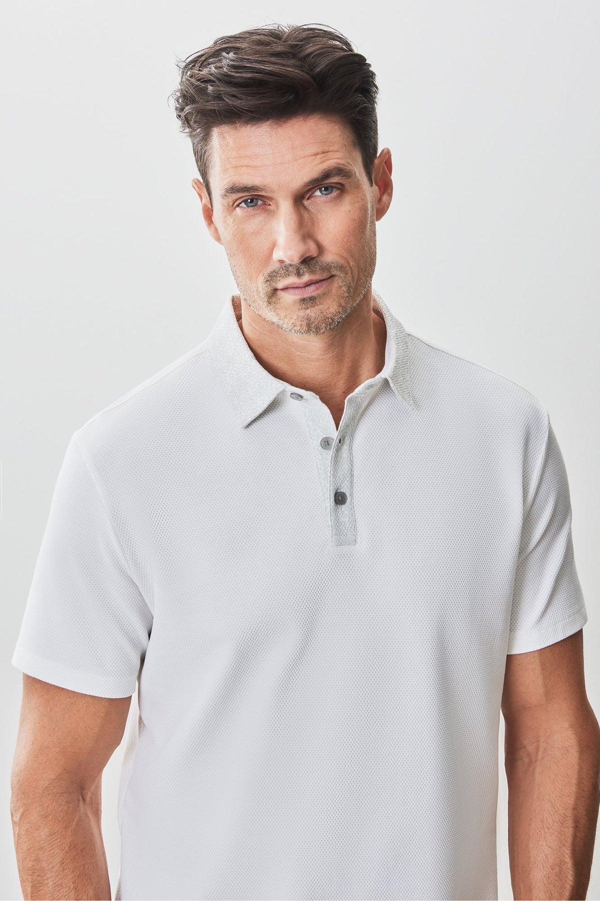 Polo à col imprimé pour homme par Robert Barakett | RB51111 Baytide Blanc | Machemise.ca, vêtements mode pour hommes