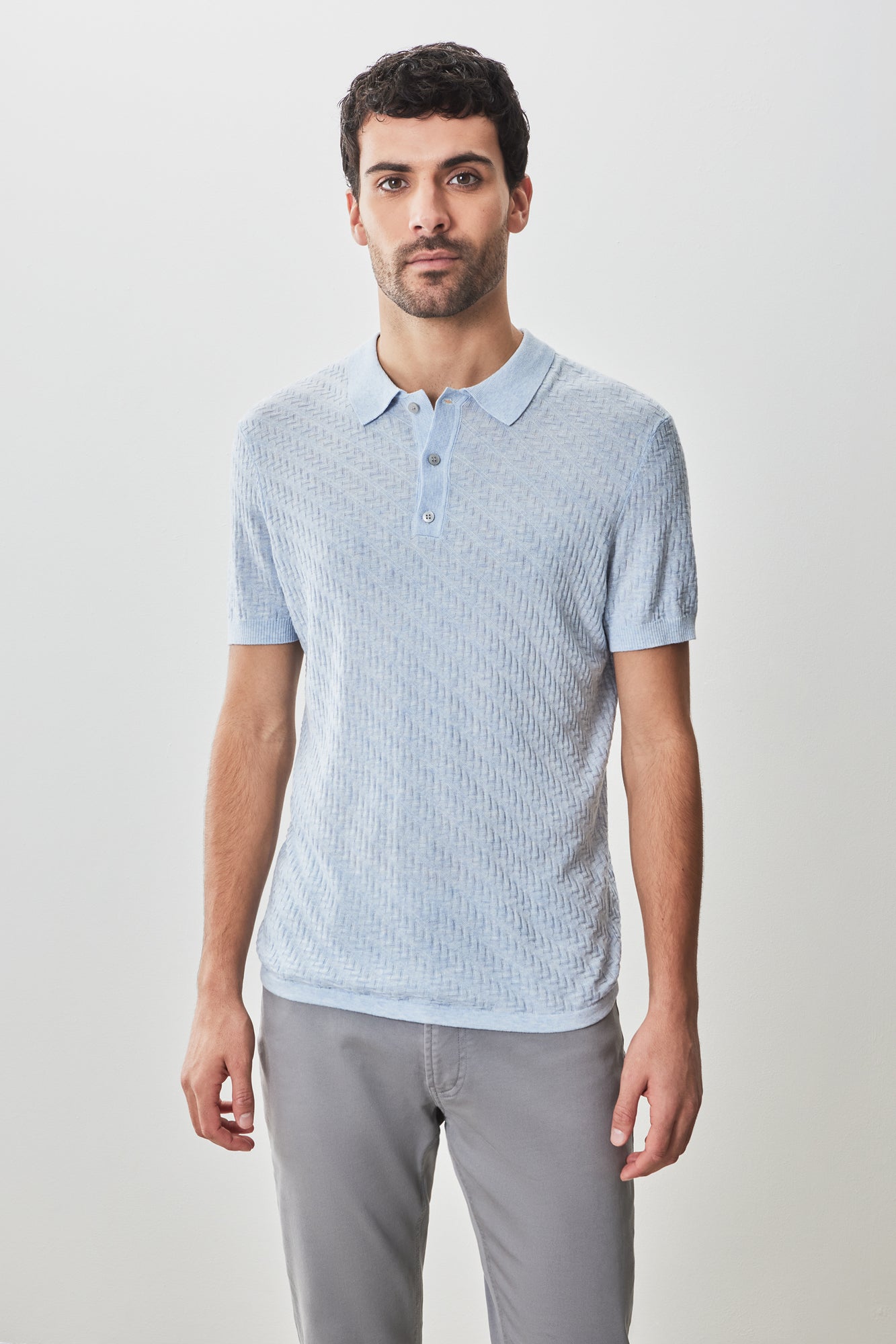 Polo pour homme par Robert Barakett | Skelling RB51204 Bleu Pâle | Machemise.ca, vêtements mode pour hommes