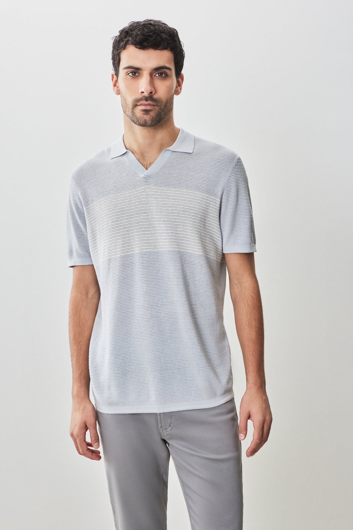 Polo col ouvert pour homme par Robert Barakett | RB51208 Orion Gris Clair | Machemise.ca, vêtements mode pour hommes