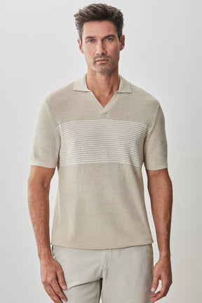 Polo col ouvert pour homme par Robert Barakett | RB51208 Orion Beige | Machemise.ca, vêtements mode pour hommes