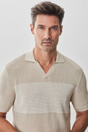 Polo col ouvert pour homme par Robert Barakett | RB51208 Orion Beige | Machemise.ca, vêtements mode pour hommes