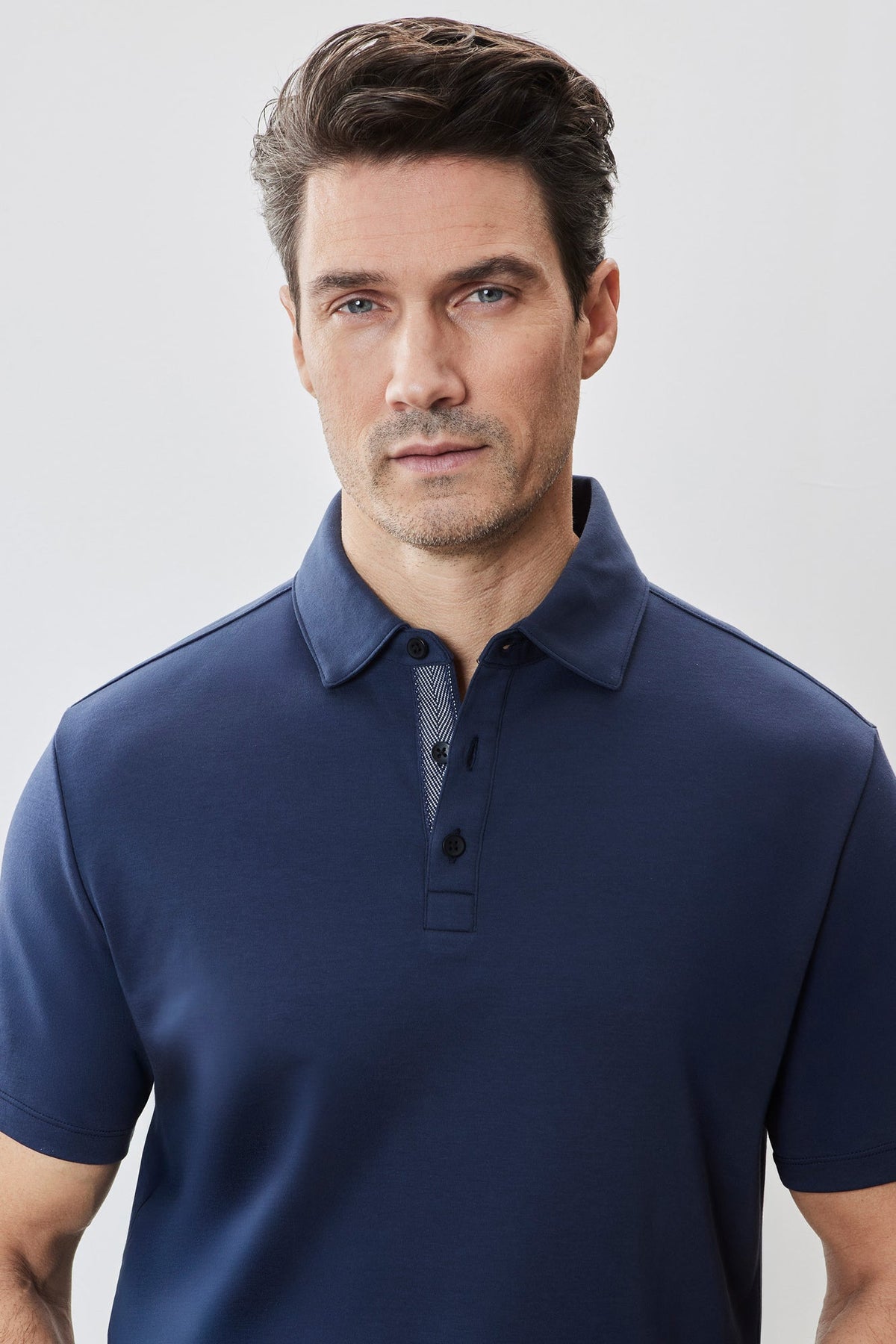 Polo "herringbone" pour homme par Robert Barakett | RB51236 Georgia Bleu Nuit | Machemise.ca, vêtements mode pour hommes
