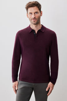 Polo M.L. mérinos pour homme par Robert Barakett | RB52138 Thomas Bordeaux | Machemise.ca, vêtements mode pour hommes