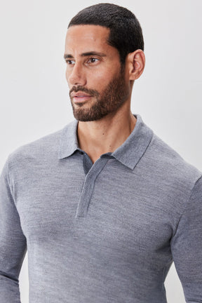 Polo M.L. mérinos pour homme par Robert Barakett | RB52138 Thomas Gris Pâle | Machemise.ca, vêtements mode pour hommes