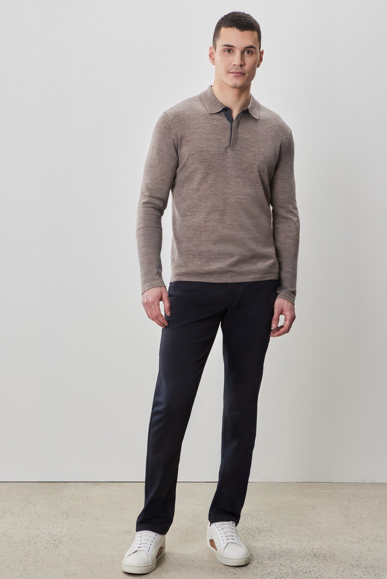 Polo M.L. mérinos pour homme par Robert Barakett | RB52138 Thomas Avoine | Machemise.ca, vêtements mode pour hommes