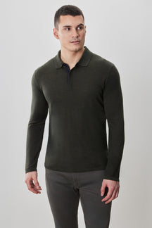 Polo M.L. mérinos pour homme par Robert Barakett | RB52138 Thomas Olive | Machemise.ca, vêtements mode pour hommes