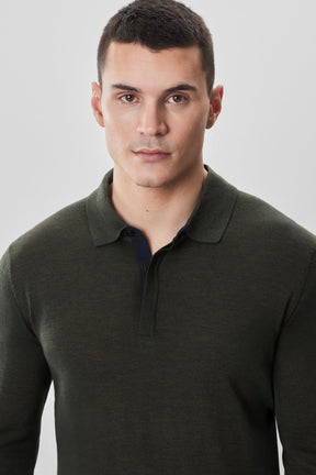 Polo M.L. mérinos pour homme par Robert Barakett | RB52138 Thomas Olive | Machemise.ca, vêtements mode pour hommes