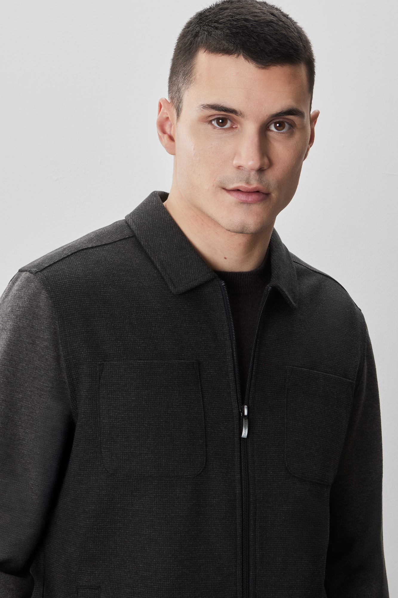 Surchemise zippé pour homme par Robert Barakett | RB52223 Alexis Charbon | Machemise.ca, vêtements mode pour hommes