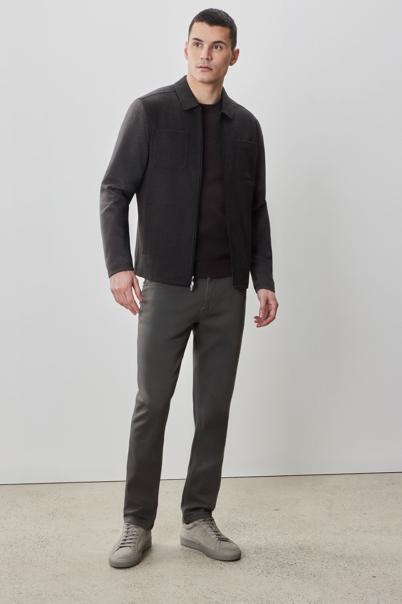 Surchemise zippé pour homme par Robert Barakett | RB52223 Alexis Charbon | Machemise.ca, vêtements mode pour hommes