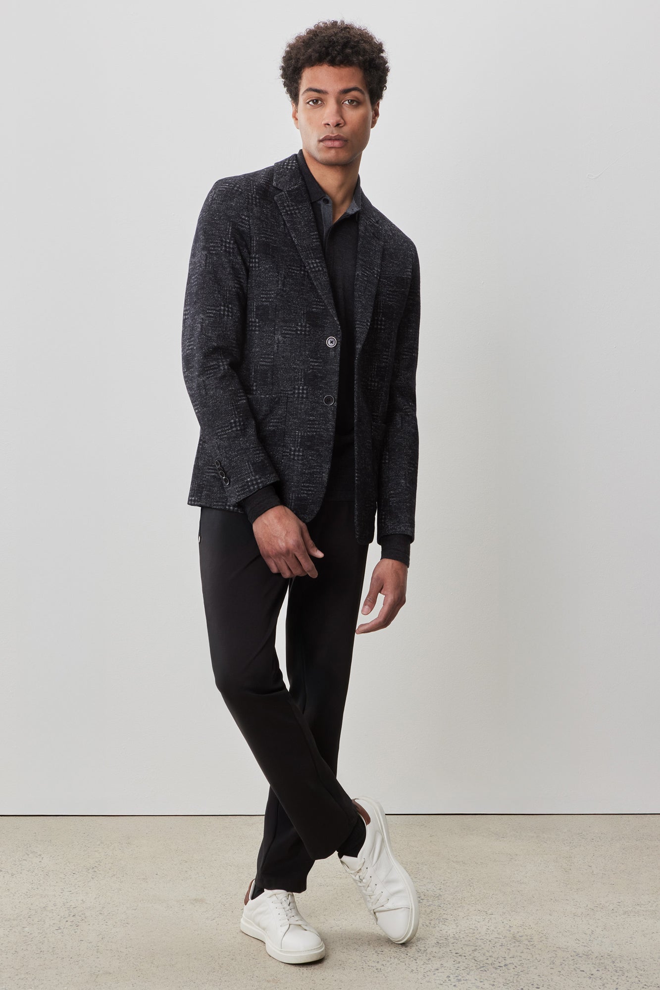 Veston en tricot jacquard à carreaux pour homme par Robert Barakett | RB52242 Murphy Noir | Machemise.ca, vêtements mode pour hommes