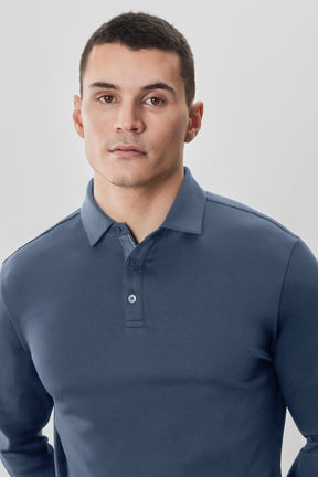 Polo à manches longues en chevrons pour homme par Robert Barakett | Georgia RB52559 Vague Océan | Machemise.ca, vêtements mode pour hommes