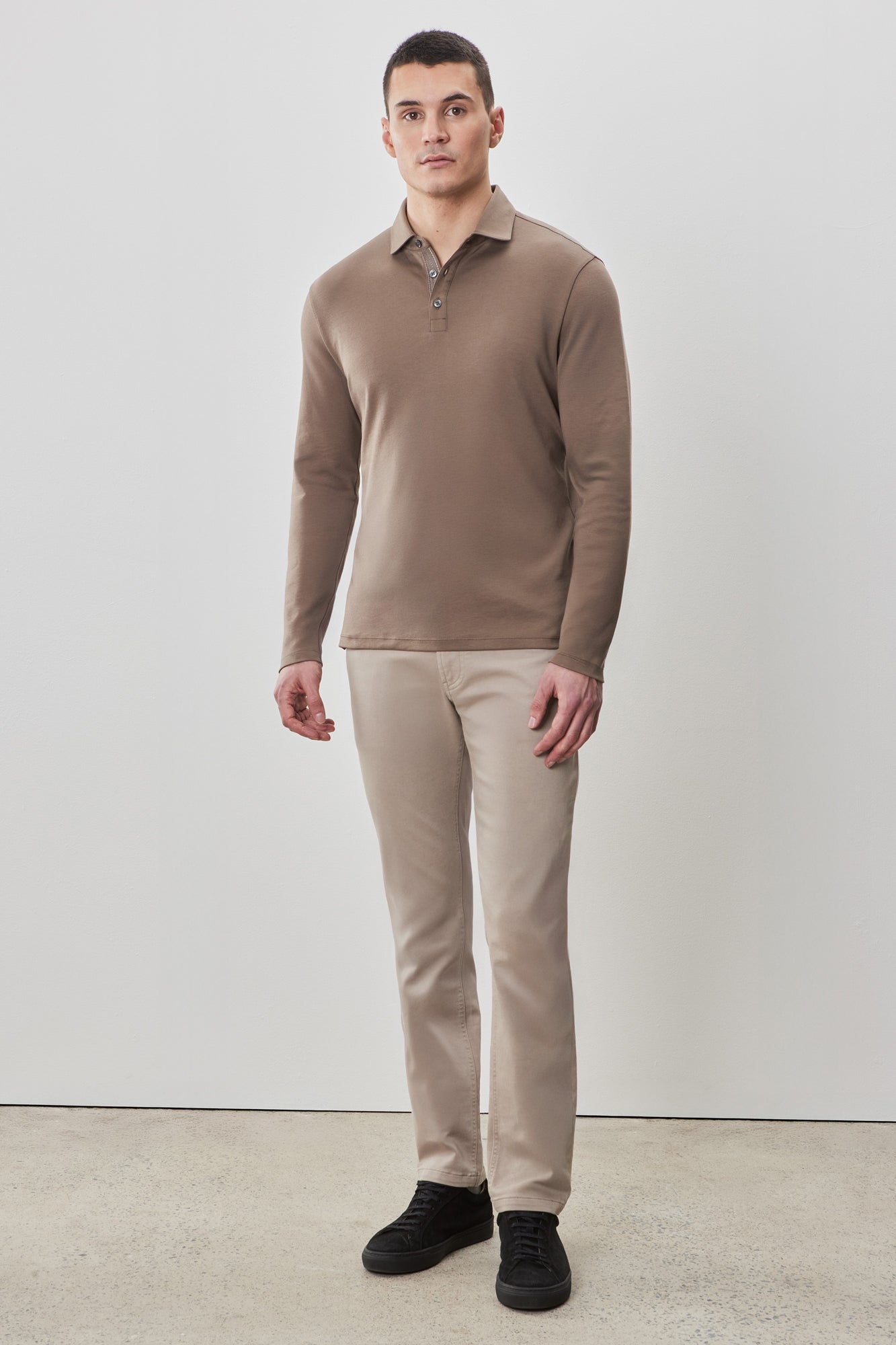 Polo à manches longues en chevrons pour homme par Robert Barakett | Georgia RB52559 Poterie | Machemise.ca, vêtements mode pour hommes