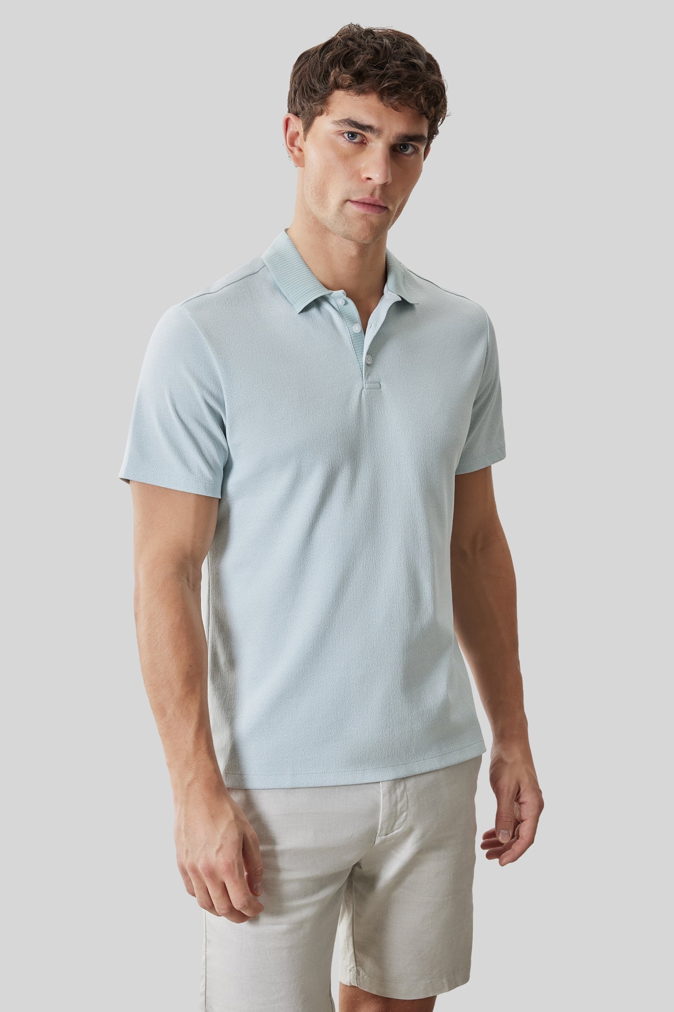 Polo col côtelé pour homme par Robert Barakett | RB61065 Matias Brume Aqua | Machemise.ca, vêtements mode pour hommes