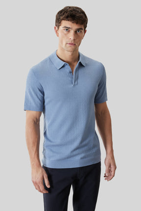 Polo avec patte pour homme par Robert Barakett | RB61092 Halric Bleu Délavé | Machemise.ca, vêtements mode pour hommes