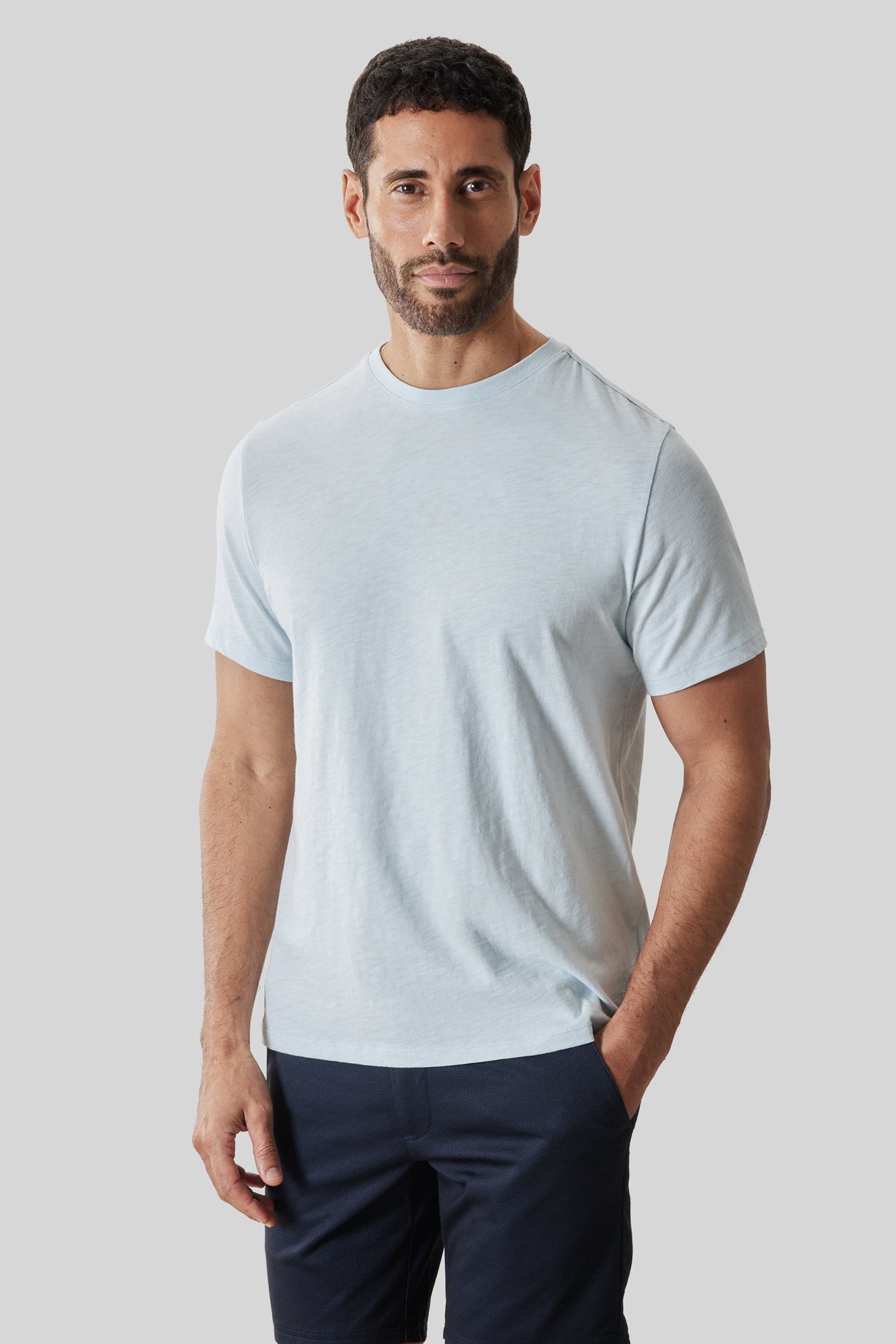 T-Shirt slub pour homme par Robert Barakett | RB61127 Brightwood Brume Bleue | Machemise.ca, vêtements mode pour hommes