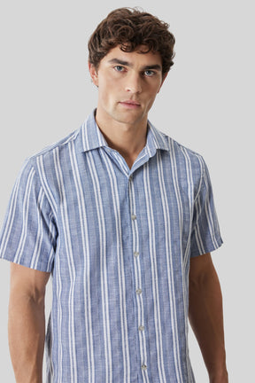 Chemise tissée pour homme par Robert Barakett | RB61150 Daiki Bleu Vintage | Machemise.ca, vêtements mode pour hommes