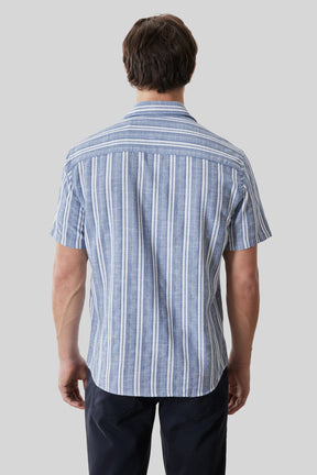 Chemise tissée pour homme par Robert Barakett | RB61150 Daiki Bleu Vintage | Machemise.ca, vêtements mode pour hommes