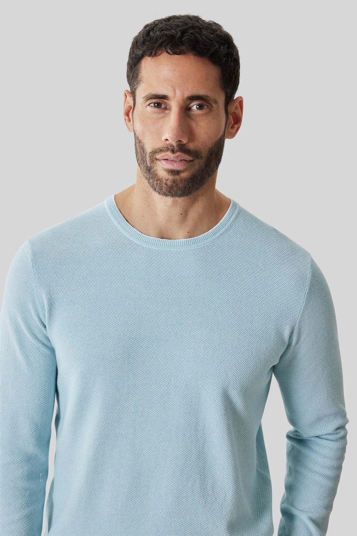 Chandail M.L. col rond pour homme par Robert Barakett | RB61154 Kaede Sarcelle Poussiéreuse | Machemise.ca, vêtements mode pour hommes