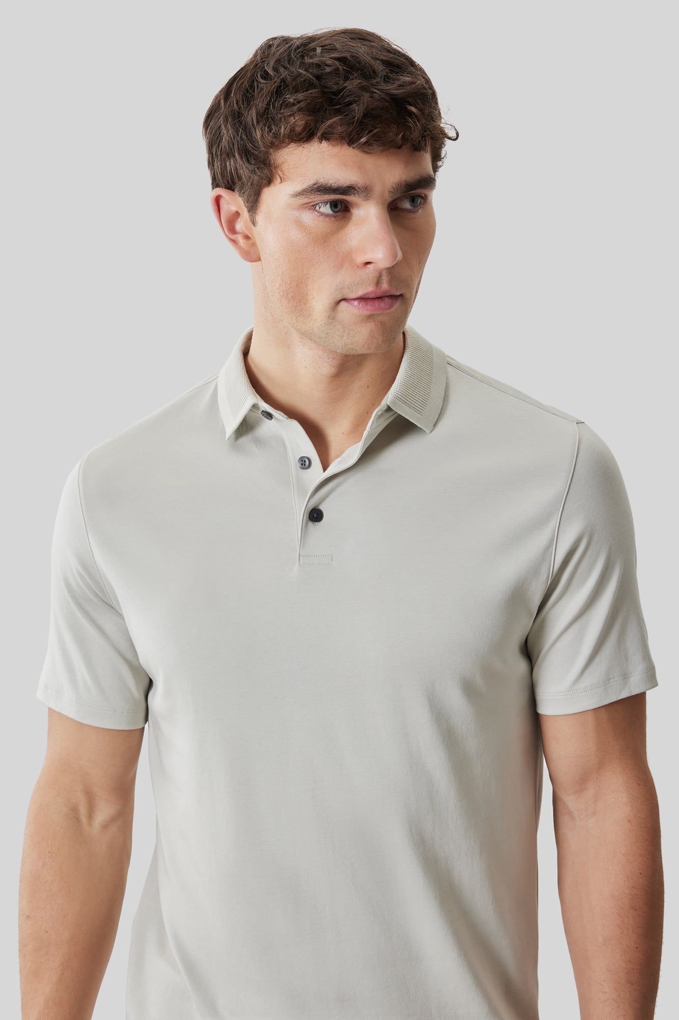 Polo col texturé pour homme par Robert Barakett | RB61210 Georgia Pierre De Lune | Machemise.ca, vêtements mode pour hommes