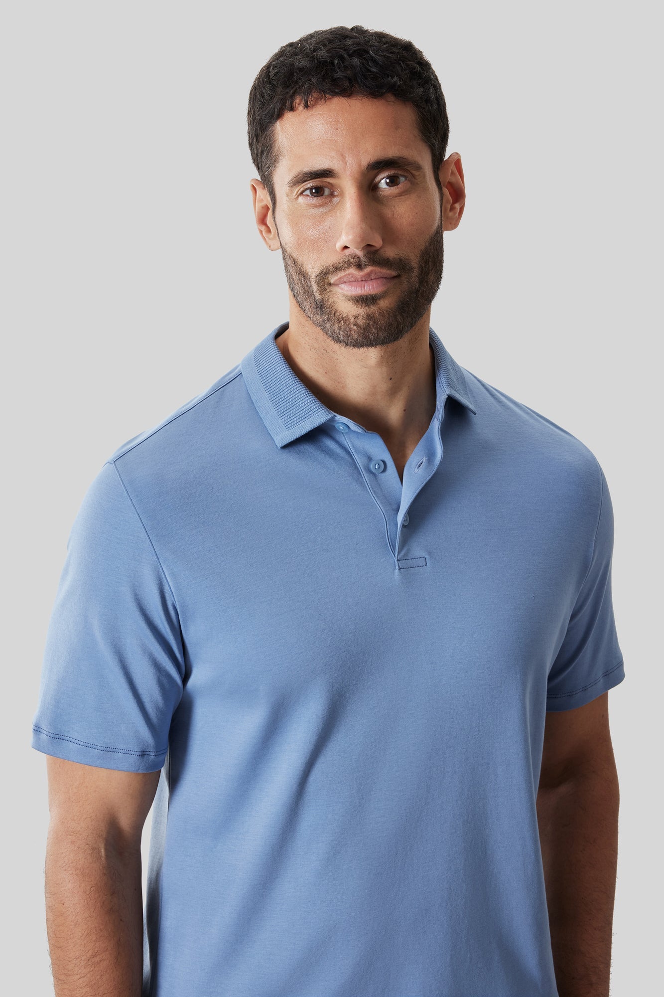 Polo col texturé pour homme par Robert Barakett | RB61210 Georgia Bleu Délavé | Machemise.ca, vêtements mode pour hommes