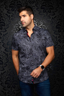 Chemise manches courtes en Knit extensible pour homme par Au Noir | ROSSA (SS) Noir | Machemise.ca, inventaire complet de la marque Au Noir