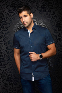 Chemise manches courtes en Knit extensible pour homme par Au Noir | ROSEFIELD (SS) Marine Tabac | Machemise.ca, inventaire complet de la marque Au Noir