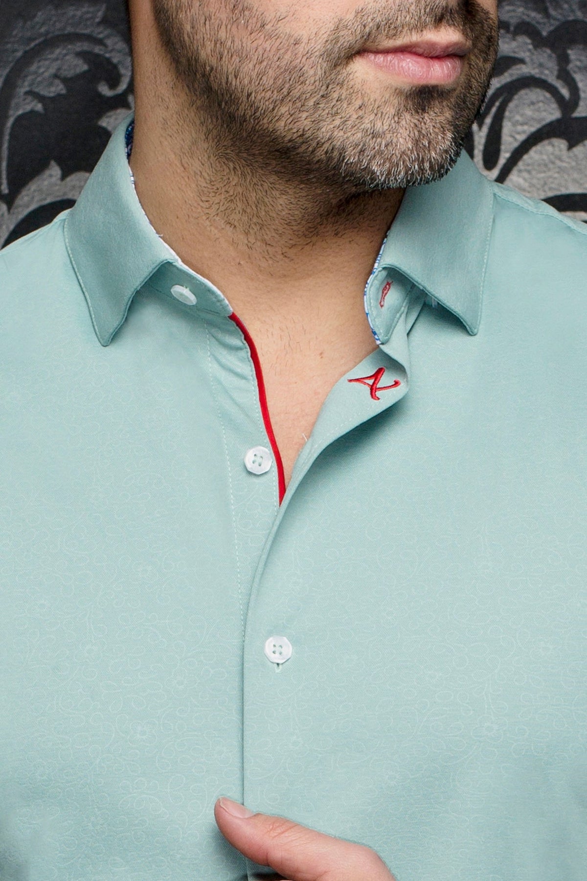 Knit long sleeve shirt for men by Au Noir | ROSMARINO Green | Menshirt, complete inventory of the Au Noir brand