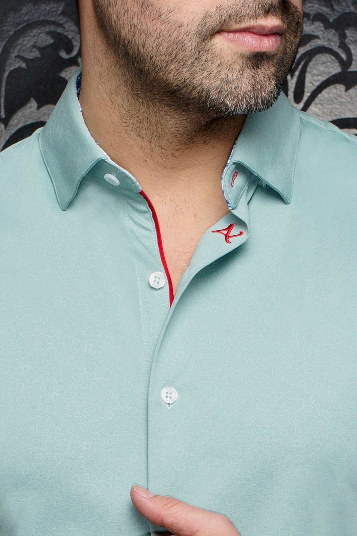 Knit long sleeve shirt for men by Au Noir | ROSMARINO Green | Menshirt, complete inventory of the Au Noir brand