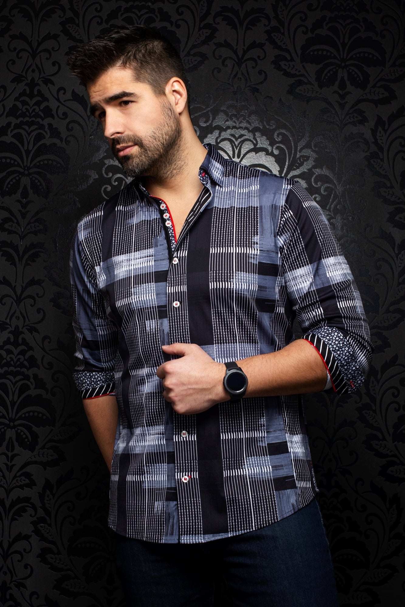 Knit long sleeve shirt for men by Au Noir | RUBICON Navy | Menshirt.com, complete inventory of the Au Noir brand
