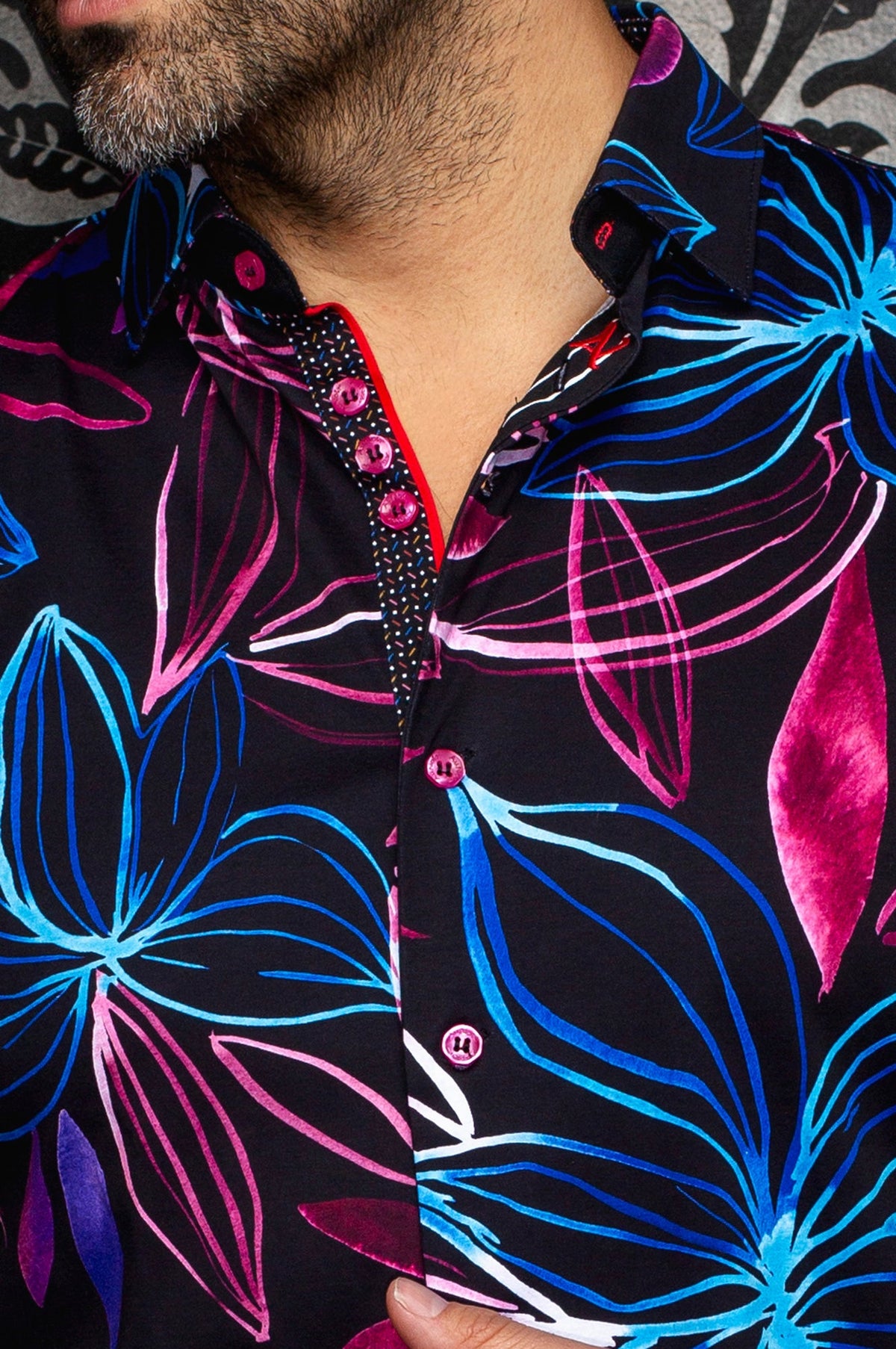 Chemise manches longues en Knit extensible pour homme par Au Noir | SAKARUN Noir Multi | Machemise.ca, inventaire complet de la marque Au Noir