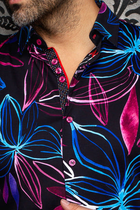 Chemise manches longues en Knit extensible pour homme par Au Noir | SAKARUN Noir Multi | Machemise.ca, inventaire complet de la marque Au Noir