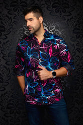 Chemise manches longues en Knit extensible pour homme par Au Noir | SAKARUN Noir Multi | Machemise.ca, inventaire complet de la marque Au Noir