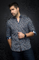 Long sleeve shirt for men by Au Noir | SALVATORE Black Royal | Menshirt, complete inventory of the Au Noir brand