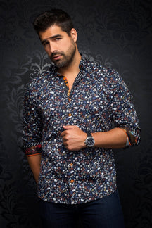 Long sleeve shirt for men by Au Noir | SALVATORE Midnight/Midnight | Menshirt.com, complete inventory of the Au Noir brand