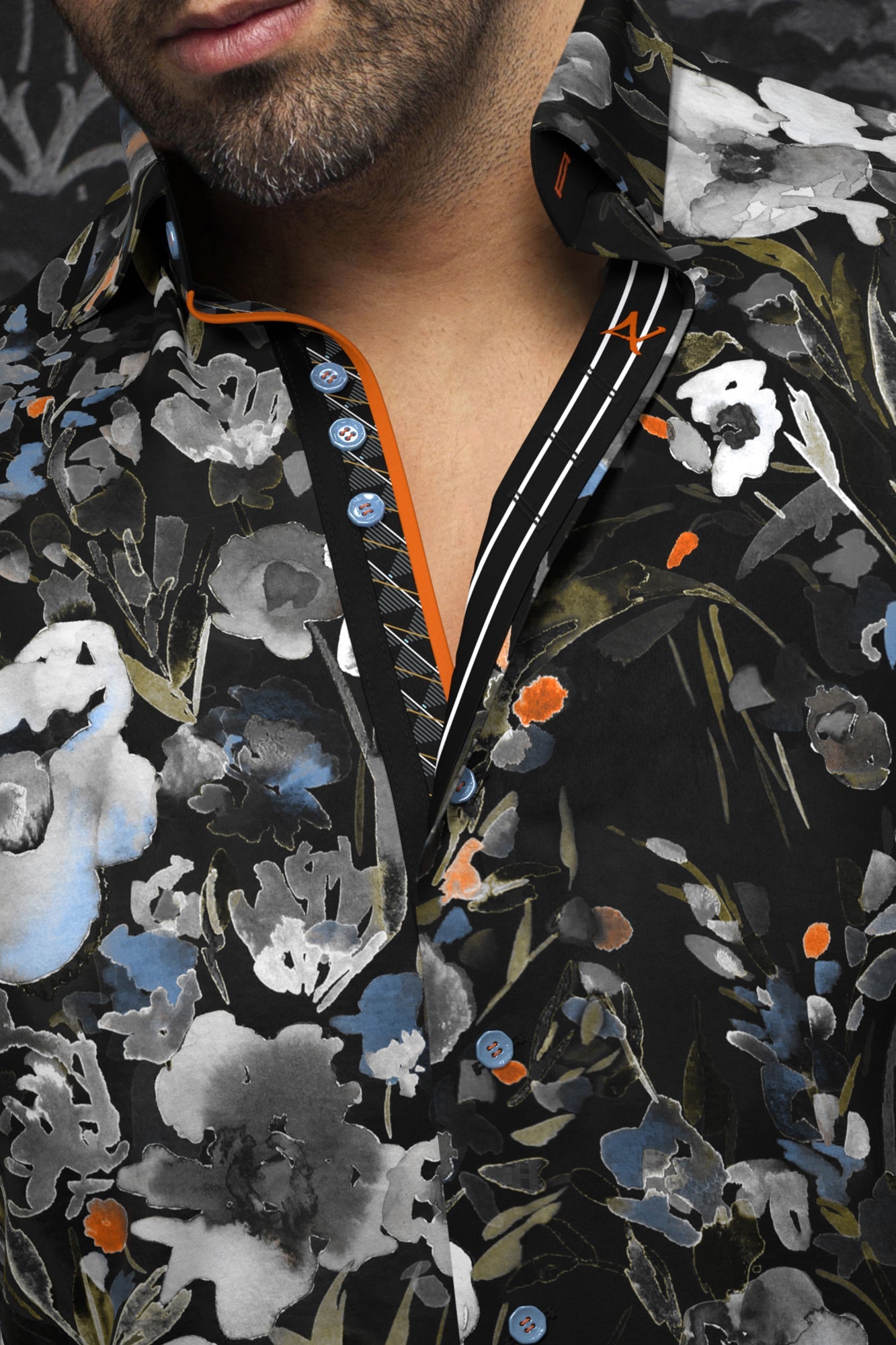 Long sleeve shirt for men by Au Noir | SANFORD Black | Menshirt, complete inventory of the Au Noir brand