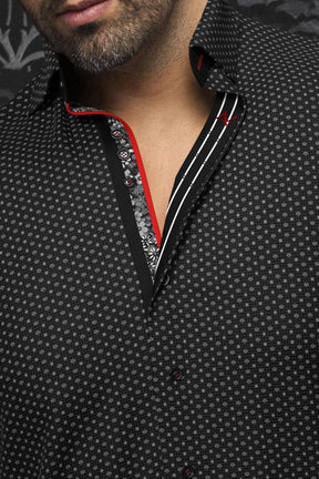 Knit long sleeve shirt for men by Au Noir | SAUTOR Black | Menshirt, complete inventory of the Au Noir brand