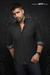 Knit long sleeve shirt for men by Au Noir | SAUTOR Black | Menshirt, complete inventory of the Au Noir brand